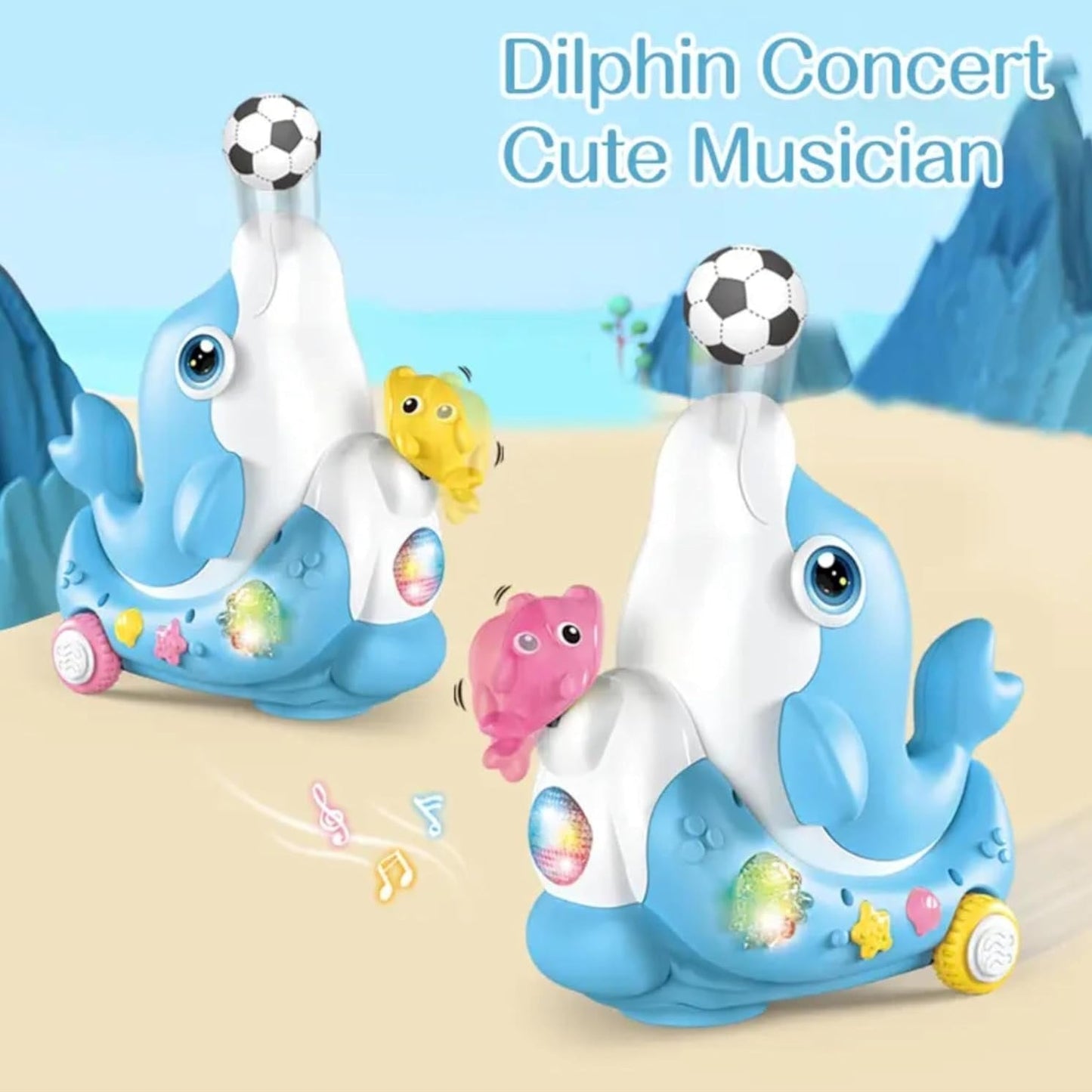 Jucărie Delfin Interactiv – Lumină, Muzică și Mingiuțe