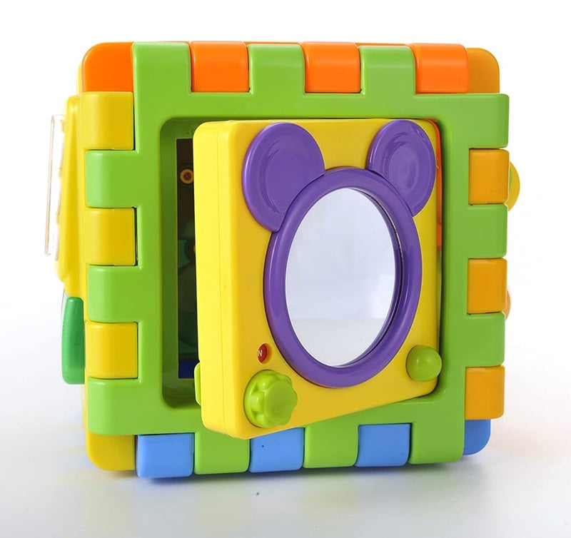 Cub Multifuncțional Puzzle Educativ pentru Bebelusi cu 6 Laturi Interactive și Pian