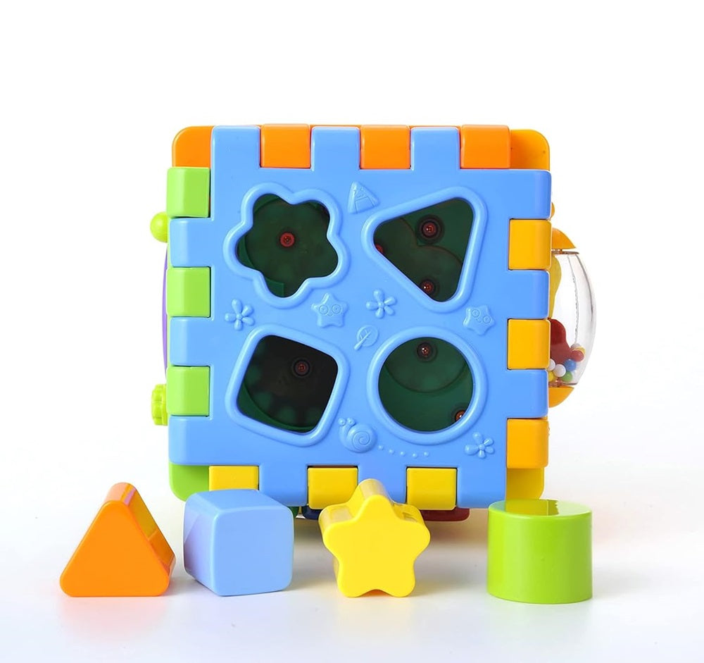 Cub Multifuncțional Puzzle Educativ pentru Bebelusi cu 6 Laturi Interactive și Pian