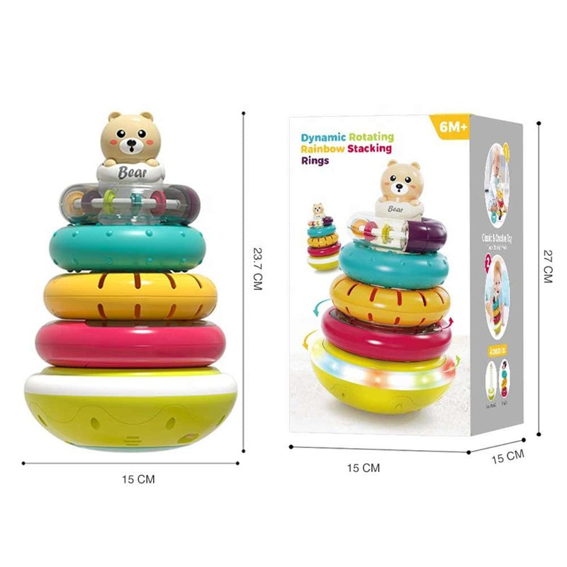 Jucărie Interactivă Montessori – Turn cu Inele, Lumină și Muzică (+6 luni)