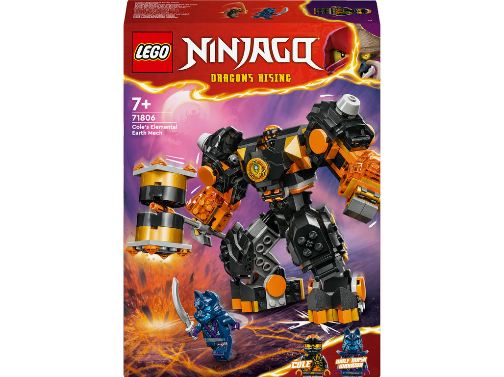 LEGO NINJAGO® Robotul stihie de pământ al lui Cole 71806 – Set robot articulat cu 235 piese