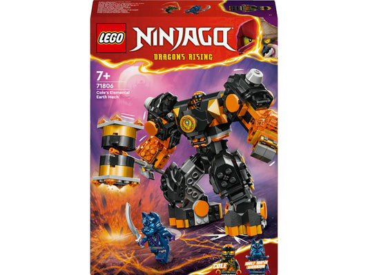 LEGO NINJAGO® Robotul stihie de pământ al lui Cole 71806 – Set robot articulat cu 235 piese