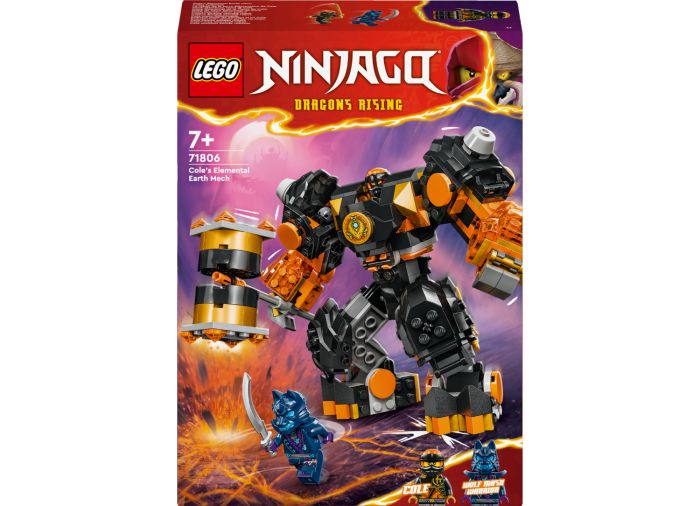 LEGO NINJAGO® Robotul stihie de pământ al lui Cole 71806 – Set robot articulat cu 235 piese