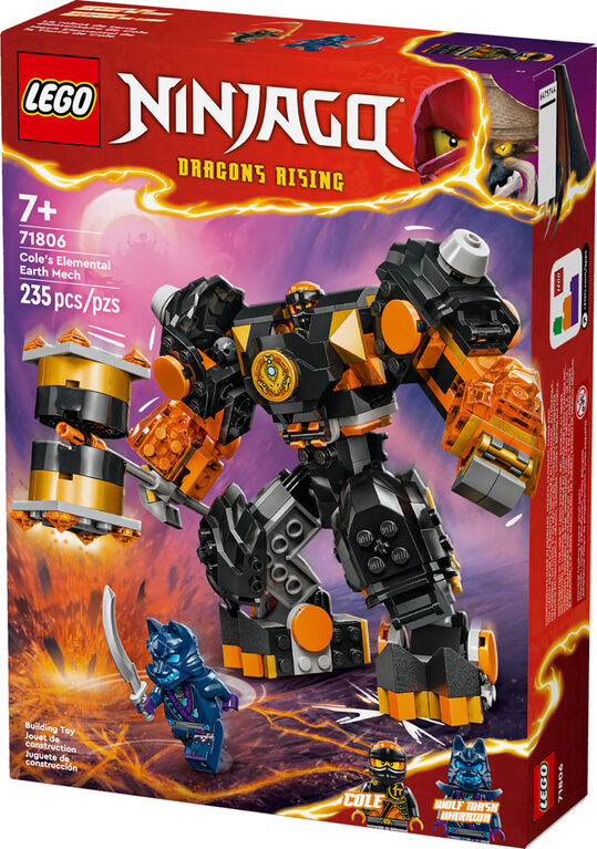 LEGO NINJAGO® Robotul stihie de pământ al lui Cole 71806 – Set robot articulat cu 235 piese