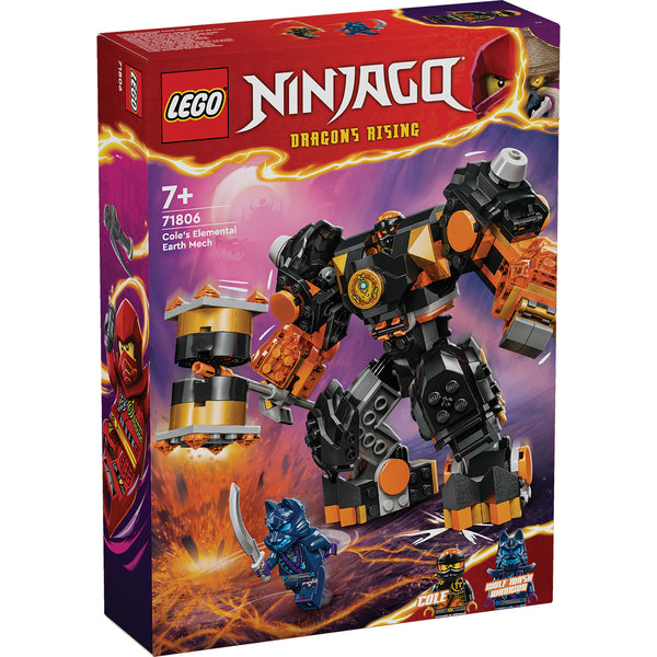 LEGO NINJAGO® Robotul stihie de pământ al lui Cole 71806 – Set robot articulat cu 235 piese