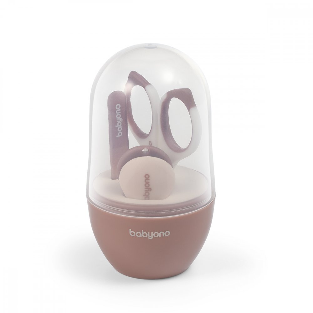 BABYONO Set Manichiura Bebelusi 3 Piese cu Suport Maro