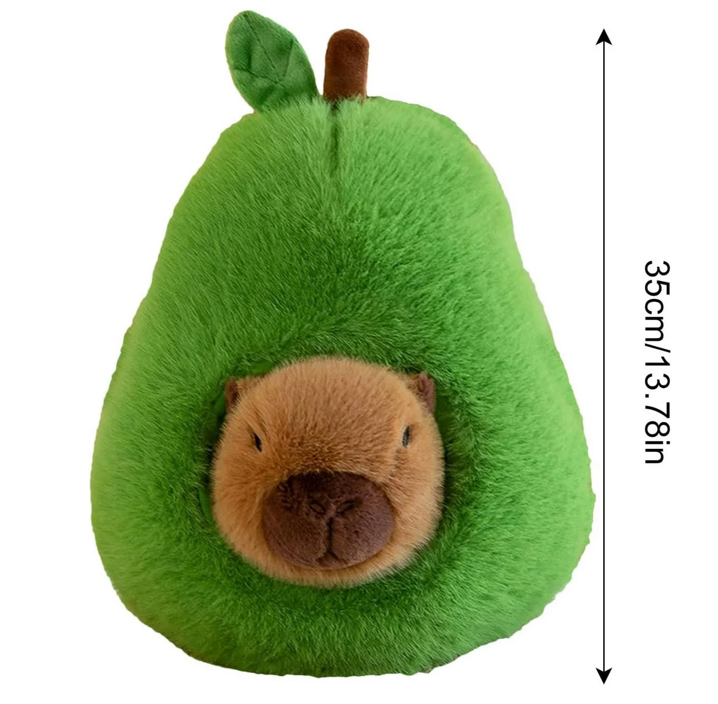 Jucărie de Plus Capybara în Avocado – 35 cm, 2 în 1, Moale și Pufoasă