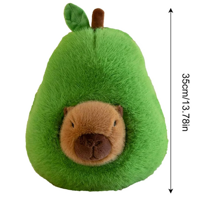 Jucărie de Plus Capybara în Avocado – 35 cm, 2 în 1, Moale și Pufoasă