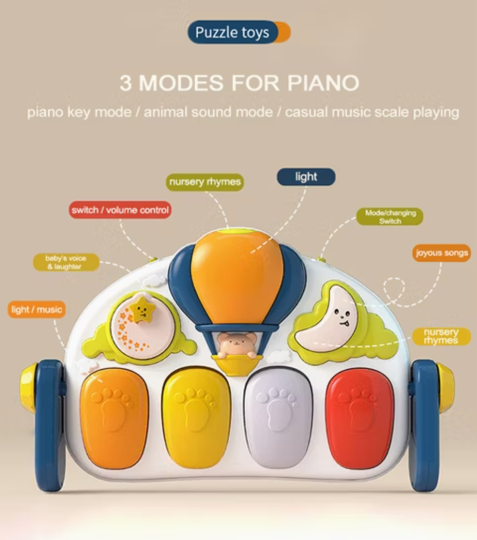 Saltea de joacă muzicală cu carusel și pian, Baby Gym interactiv pentru bebeluși