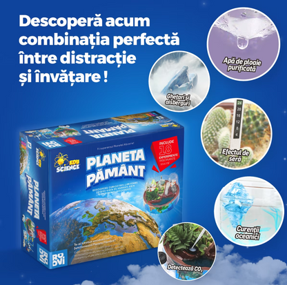 Joc Educativ Planeta Pământ – ROOVI Edu Science, 18 Experimente STEM, cu Ochelari de Protecție