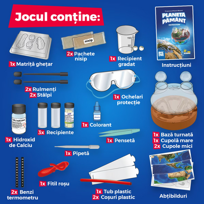 Joc Educativ Planeta Pământ – ROOVI Edu Science, 18 Experimente STEM, cu Ochelari de Protecție