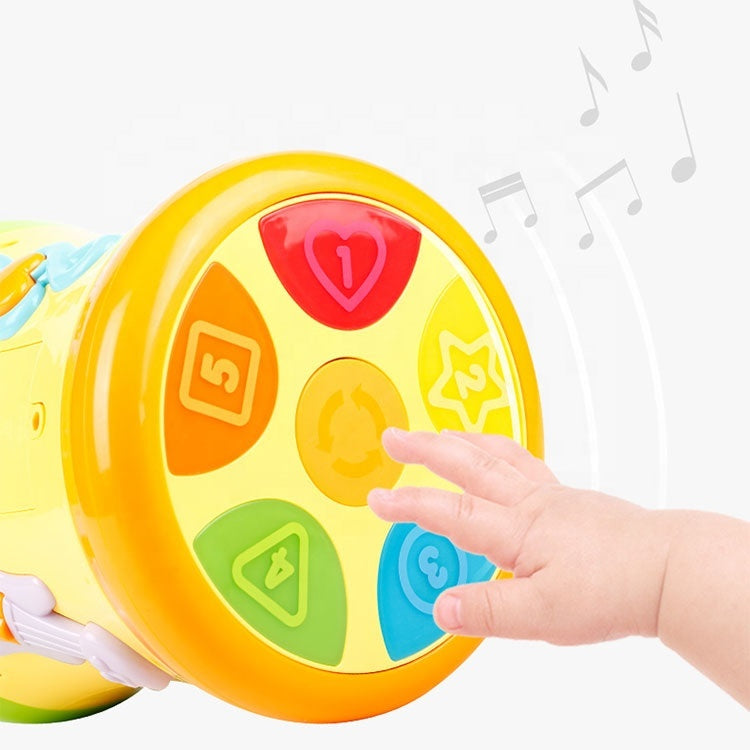 Tobă muzicală interactivă pentru copii, cu lumini colorate și 28 melodii