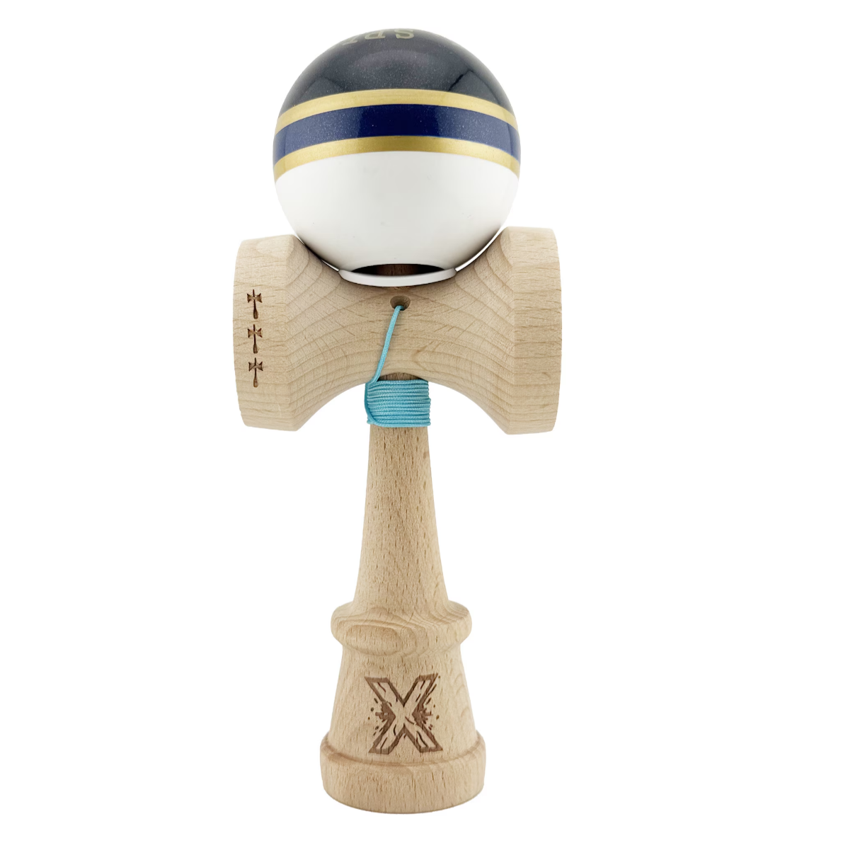 Kendama X Originală ROYAL SPIKE Super Sticky, King Size V3, din Lemn, Profesională, Albastru Închis
