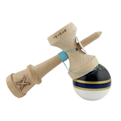 Kendama X Originală ROYAL SPIKE Super Sticky, King Size V3, din Lemn, Profesională, Albastru Închis