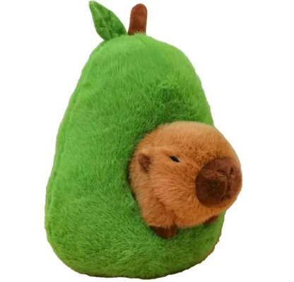 Jucărie de Plus Capybara în Avocado – 35 cm, 2 în 1, Moale și Pufoasă