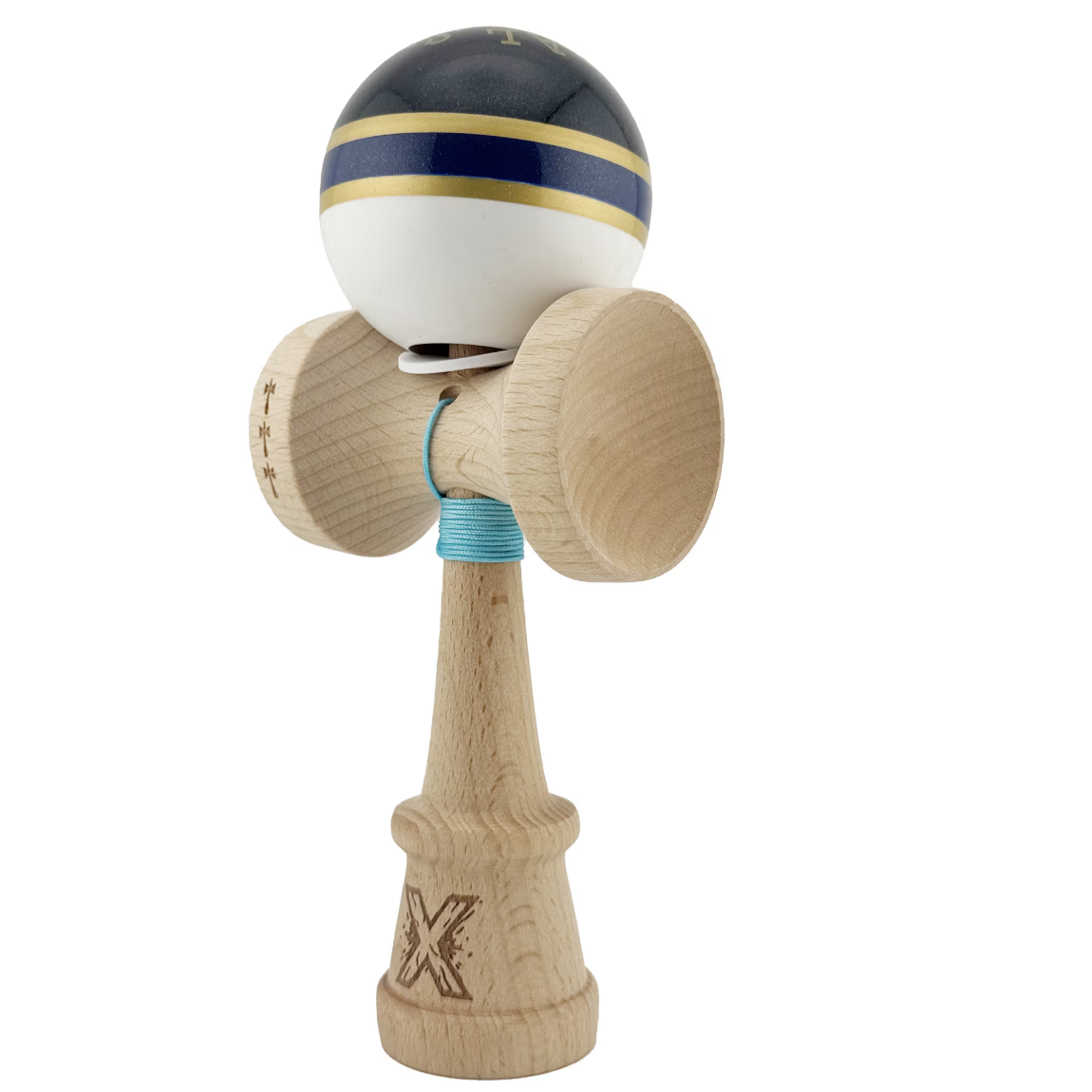 Kendama X Originală ROYAL SPIKE Super Sticky, King Size V3, din Lemn, Profesională, Albastru Închis