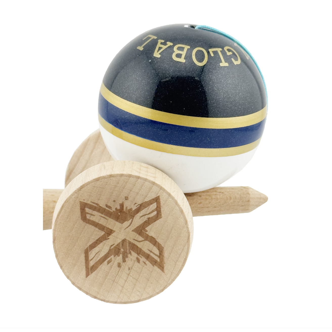 Kendama X Originală ROYAL SPIKE Super Sticky, King Size V3, din Lemn, Profesională, Albastru Închis