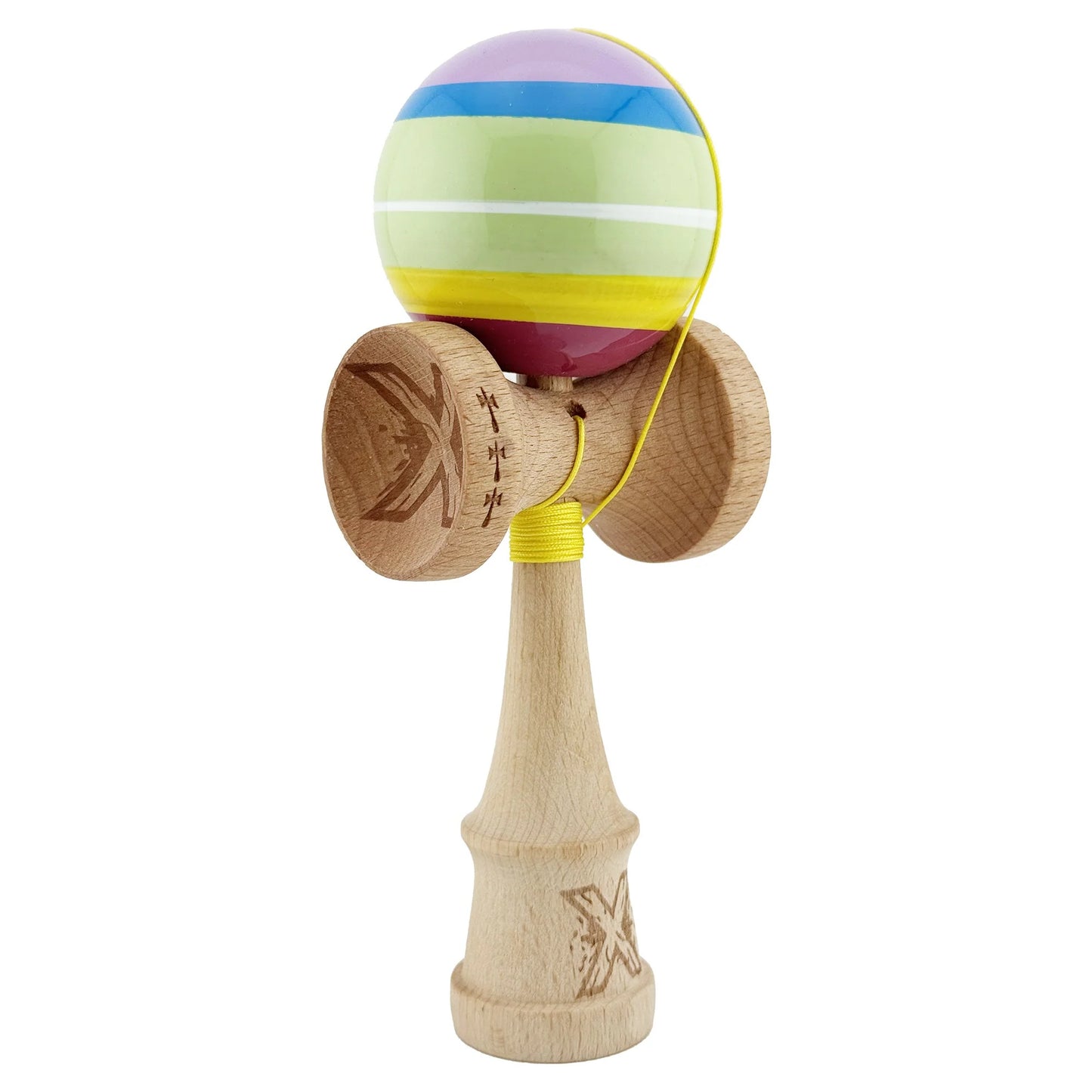 Kendama X SPECTRUM Originală Super Sticky, Big Cups V2, Profesională, Multicolor, cu Rulment Metalic și Ață 55 cm