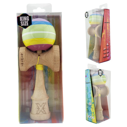 Kendama X SPECTRUM Originală Super Sticky, Big Cups V2, Profesională, Multicolor, cu Rulment Metalic și Ață 55 cm