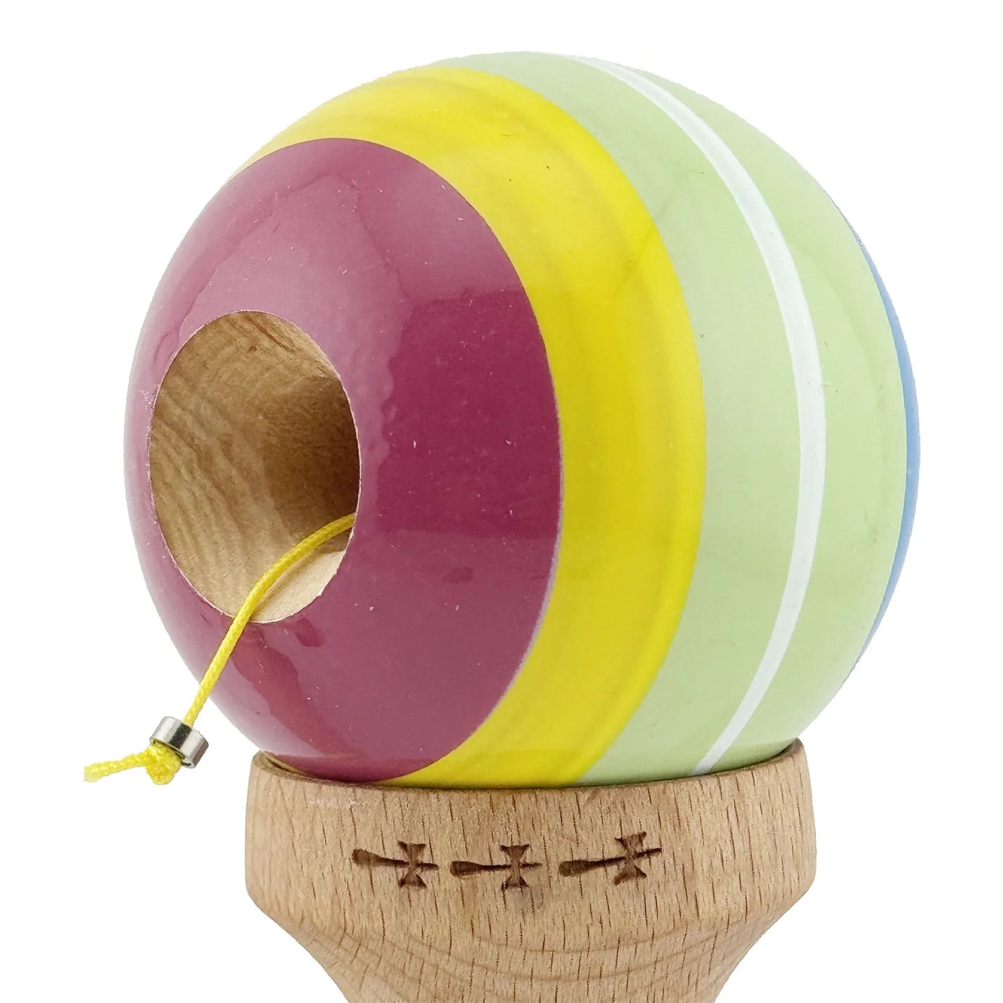 Kendama X SPECTRUM Originală Super Sticky, Big Cups V2, Profesională, Multicolor, cu Rulment Metalic și Ață 55 cm
