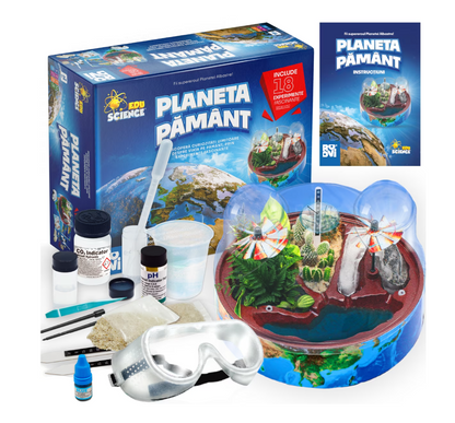 Joc Educativ Planeta Pământ – ROOVI Edu Science, 18 Experimente STEM, cu Ochelari de Protecție