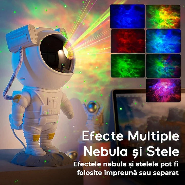 Proiector Stele Astronaut 360° cu Telecomandă – Lampă de Veghe Galaxy pentru Copii, Efecte Nebuloasă și Cer Înstelat