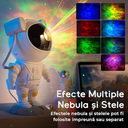 Proiector Stele Astronaut 360° cu Telecomandă – Lampă de Veghe Galaxy pentru Copii, Efecte Nebuloasă și Cer Înstelat