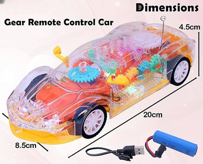 Mașină cu telecomandă transparentă cu lumini 3D, sunete și mecanism vizibil – RC