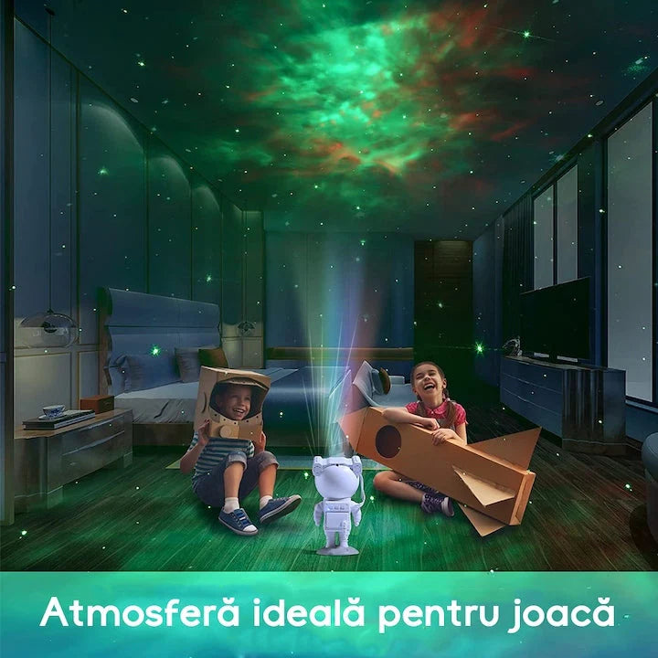 Proiector Stele Astronaut 360° cu Telecomandă – Lampă de Veghe Galaxy pentru Copii, Efecte Nebuloasă și Cer Înstelat