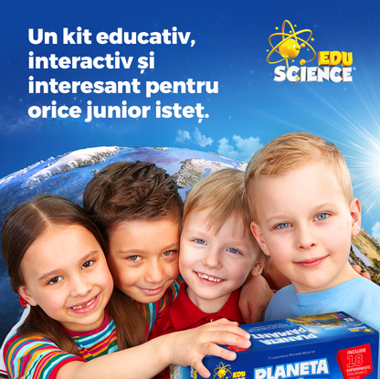 Joc Educativ Planeta Pământ – ROOVI Edu Science, 18 Experimente STEM, cu Ochelari de Protecție
